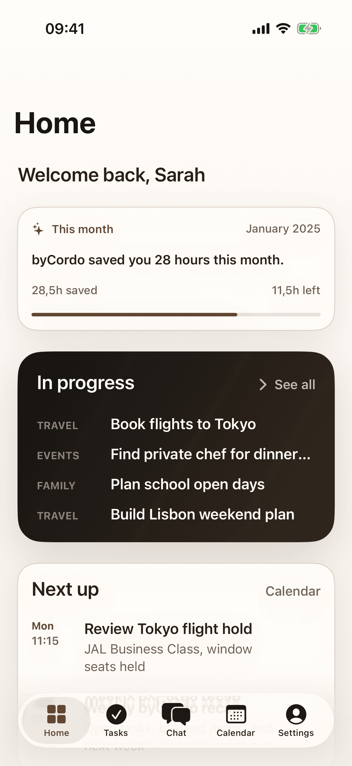 By Cordo app home screen